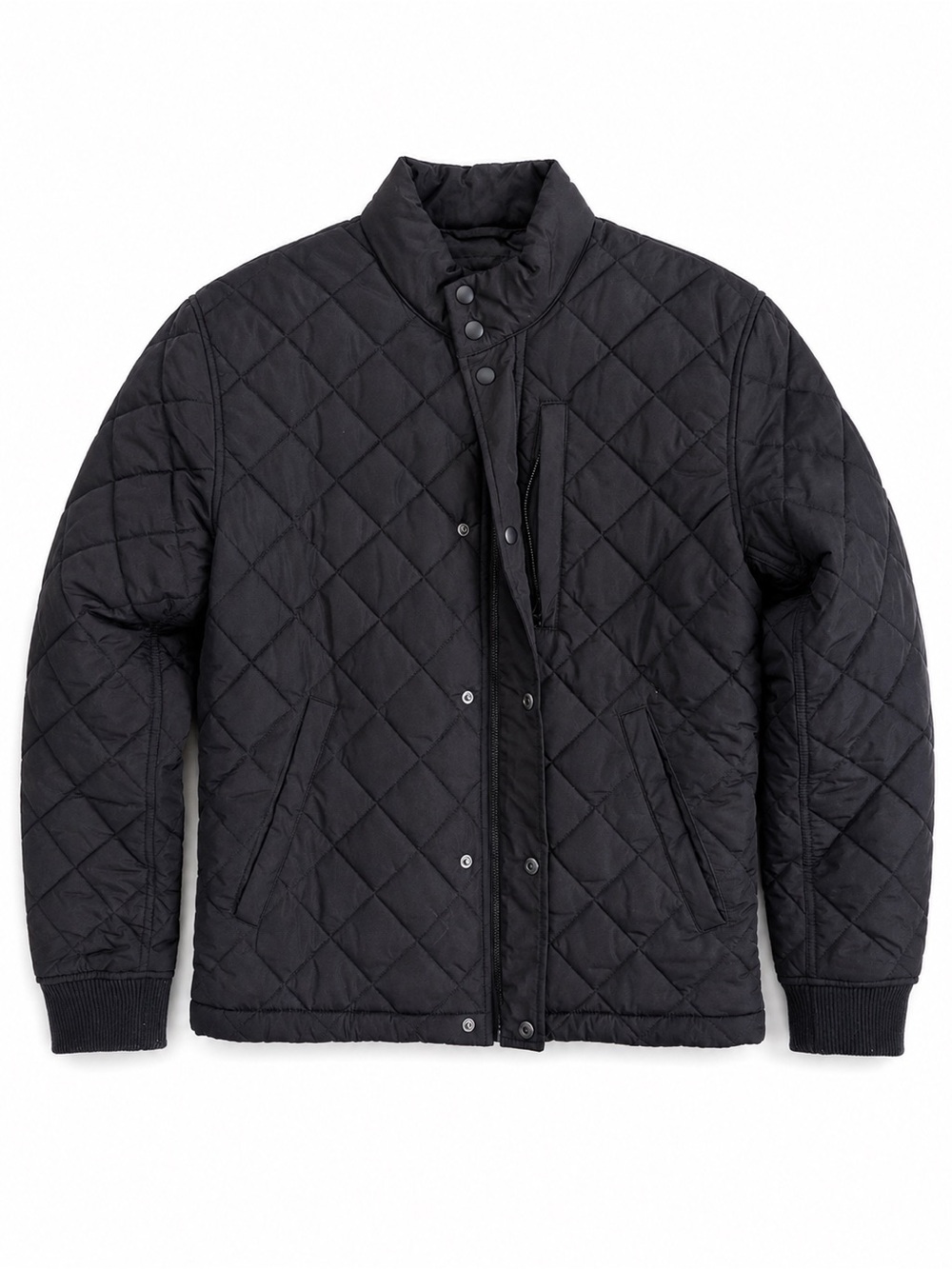 Banana Republic Men’s Small Black Quilted Jacket Full Zip Snap Front